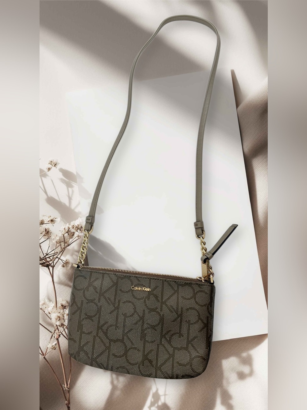 Calvin Klein Brown Logo Crossbody Bag
